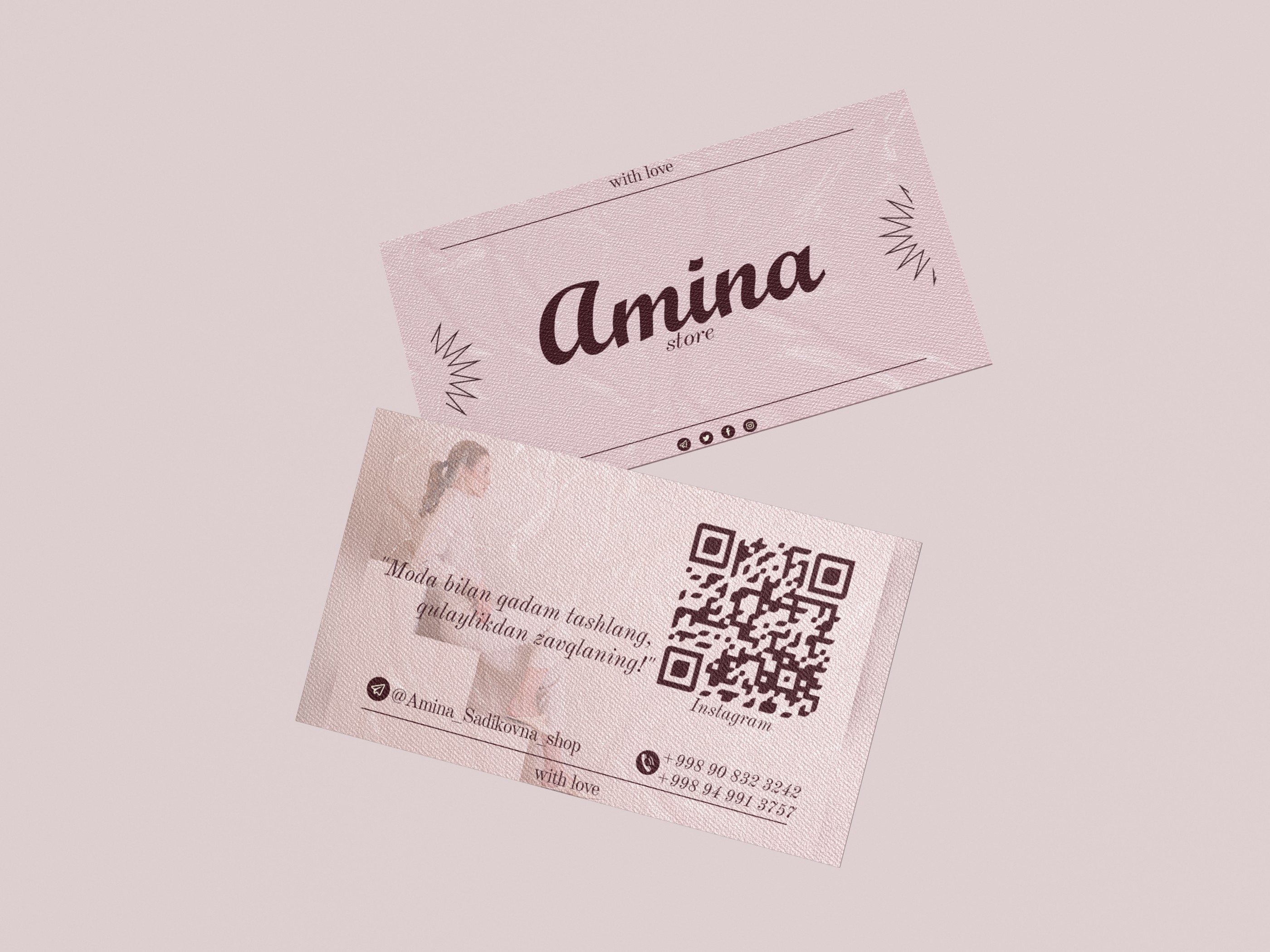 Business card design for Amina store - online shop, image 3 of 3